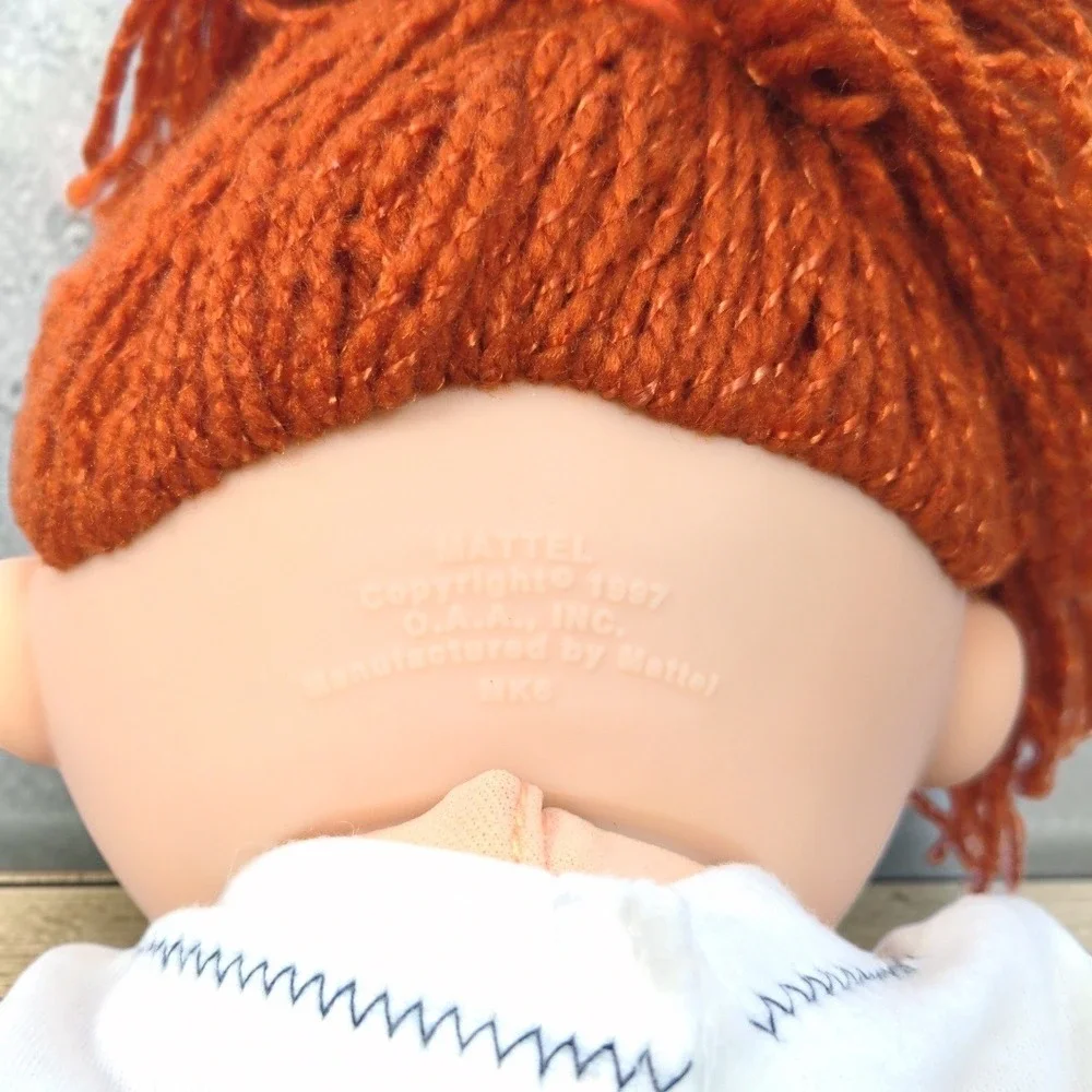 VTG 90's Mattel Cabbage Patch Kids Doll Red Yarn Hair Brown Eyes Plaid CPK 1995